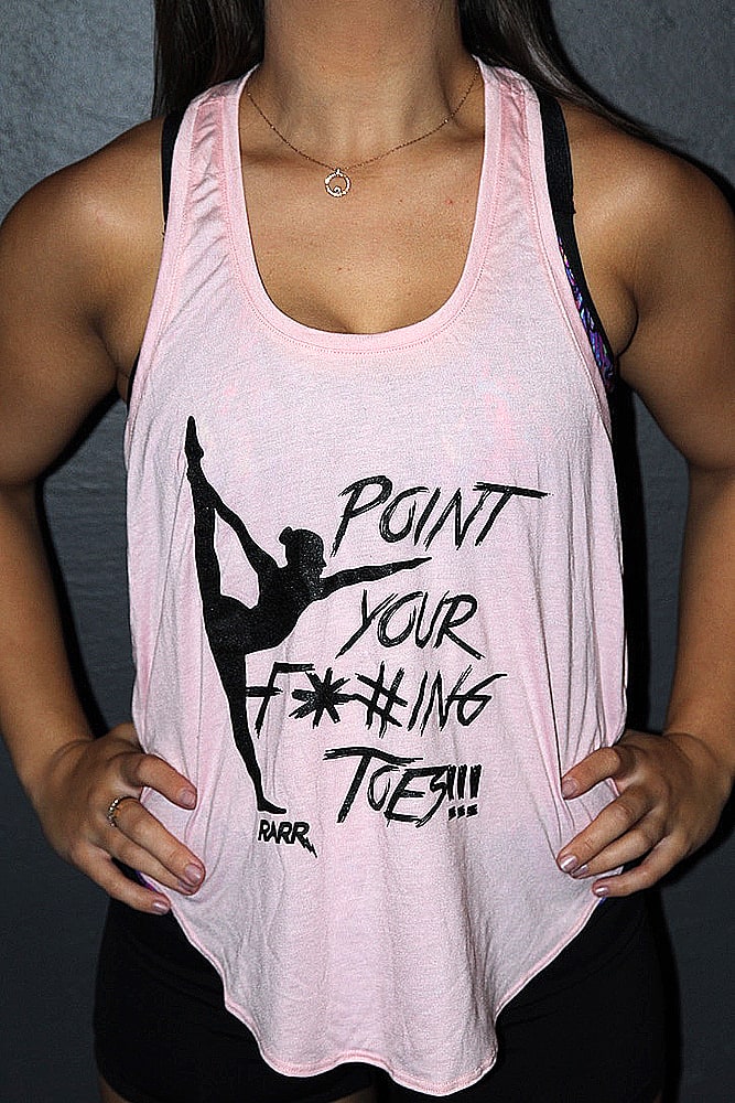 Rarr Designs Point your F#*king toes BABY PINK Twist Back Tank