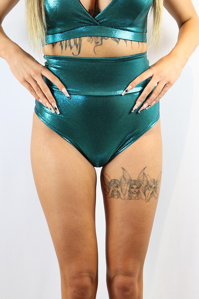 Rarr designs Jade Sparkle SUPER High Waisted BRAZIL Scrunchie Bum Shorts
