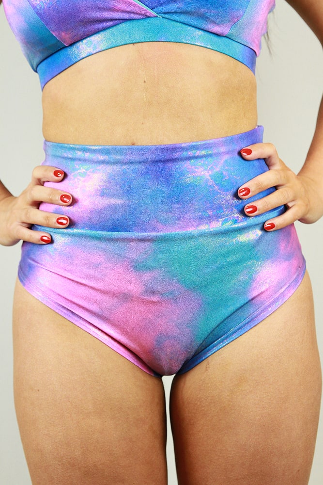 Rarr designs Candy Sparkle SUPER High Waisted BRAZIL Scrunchie Bum Shorts