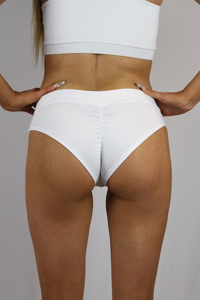 Rarr designs Matte White BRAZIL Fit Scrunchie Bum Shorts
