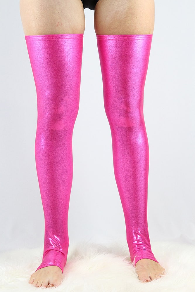Pink Sparkle Extra long Stirr-up Spandex Legwarmers/ Knee High Socks