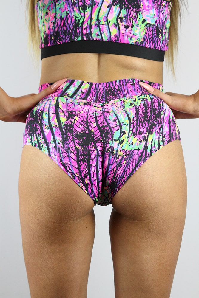 Rarr designs Mystic Pink High Waisted BRAZIL Scrunchie Bum Shorts