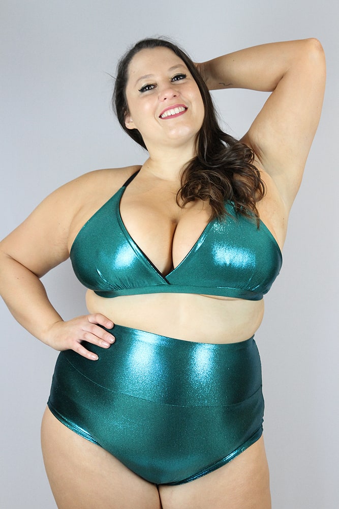 Jade Sparkle Bikini Bra - Plus Size