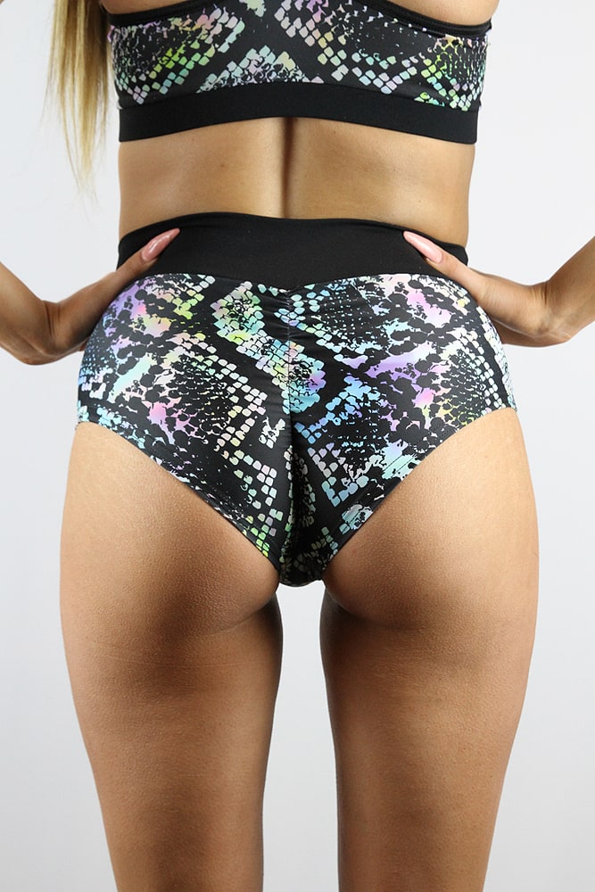 Rarr designs Pastel Python High Waisted BRAZIL Scrunchie Bum Shorts