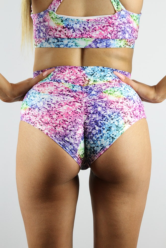 Rarr designs Glitter High Waisted BRAZIL Scrunchie Bum Shorts