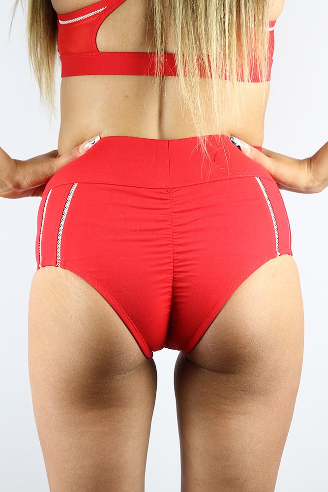 Rarr designs VARSITY High Waisted Brazil Short Women's - Red