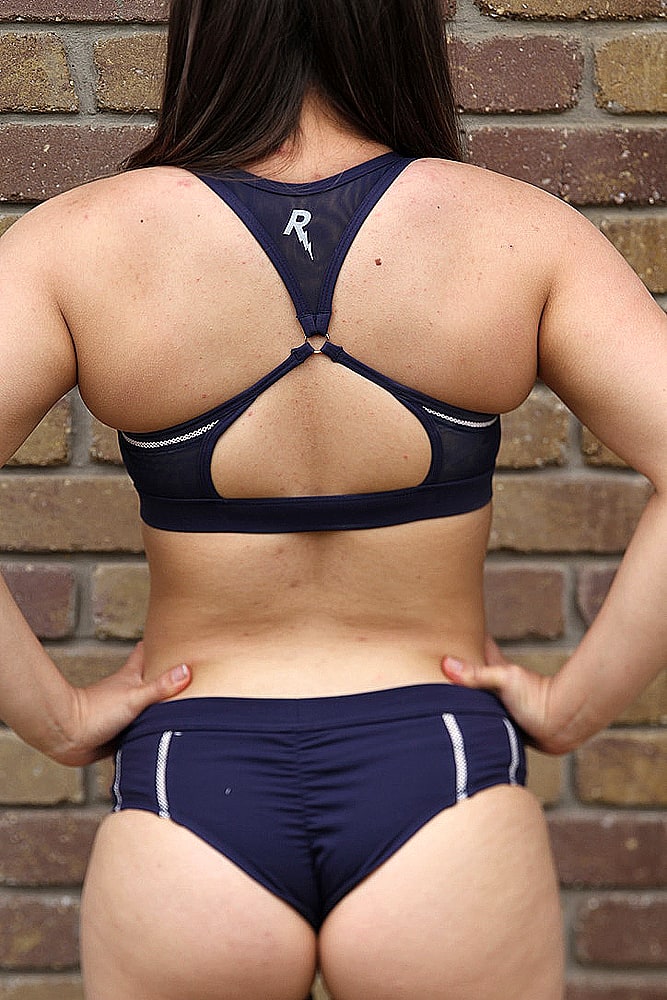 Rarr designs VARSITY Sports Bra and low waist short Women's - Navy
