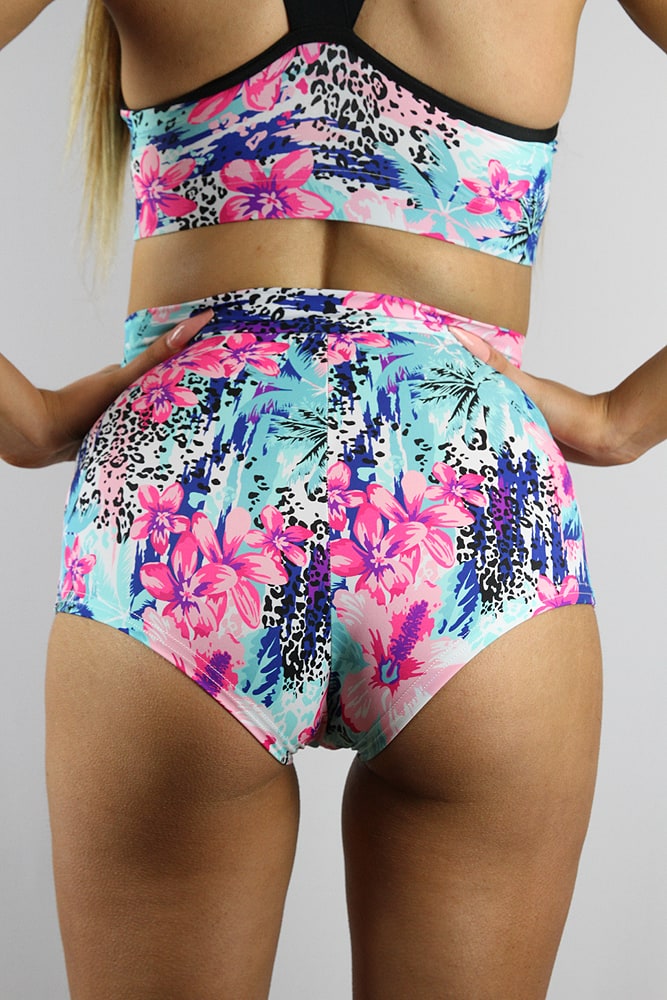 Rarr designs Hibiscus High Waist Cheeky Shorts