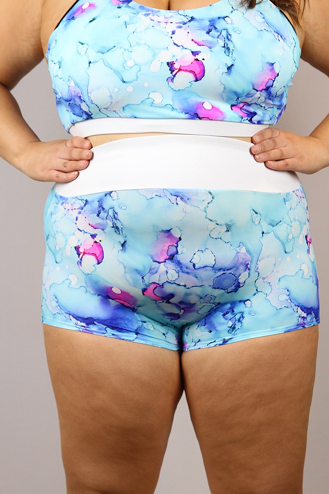 Rarr Designs Watercolour High Waisted Cheeky Shorts - Plus Size