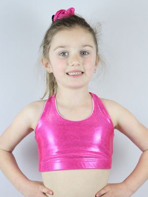 Pink Sparkle Crop Top Sports Bra Youth Girls