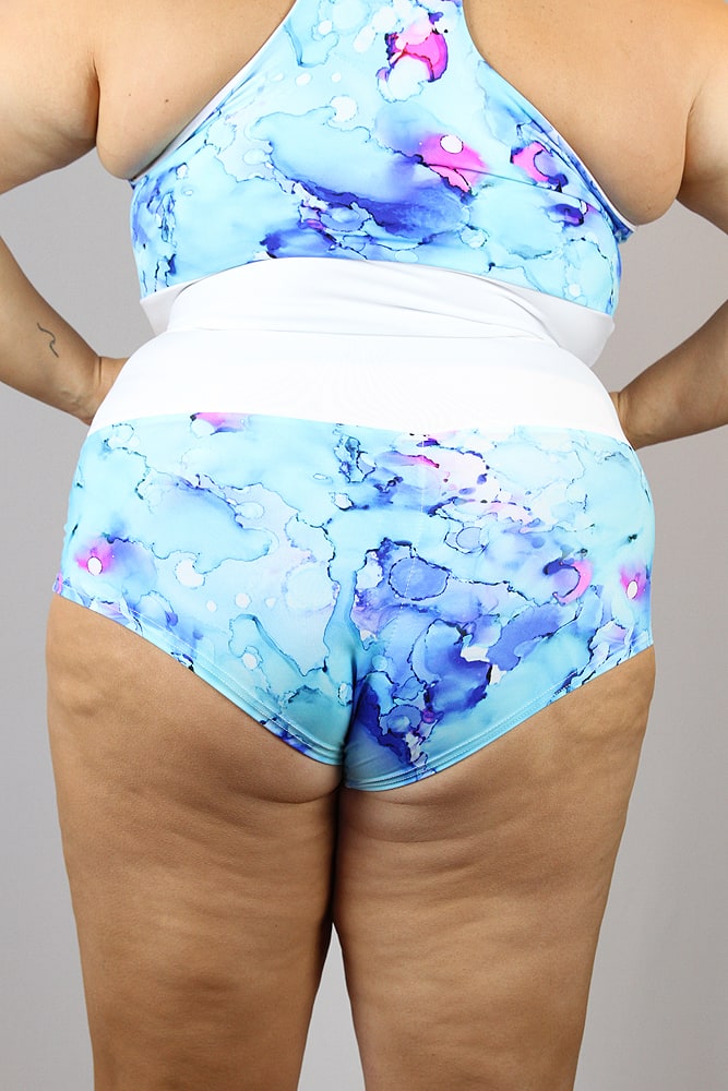 Rarr Designs Watercolour High Waisted BRAZIL Scrunchie Bum Shorts - Plus Size