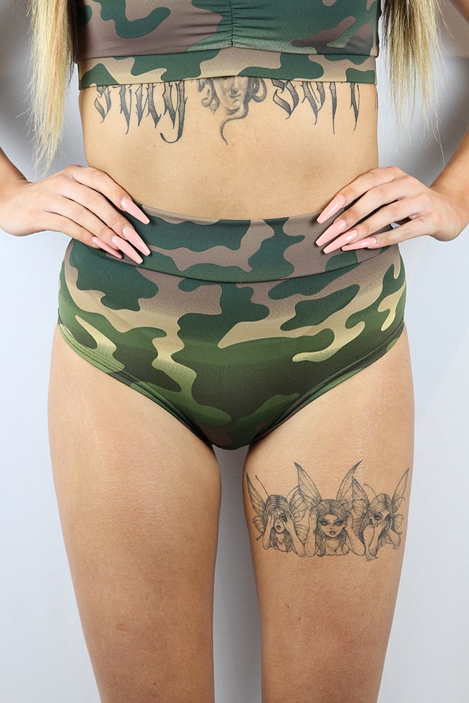 Rarr Designs Camouflage High Waisted BRAZIL Scrunchie Bum Shorts 