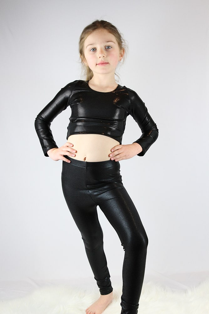 Black Sparkle Youth Girls Leggings/Tights 
