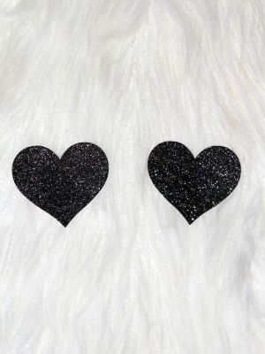 Rarr Designs Heart Glitter Nipple Pasties Black