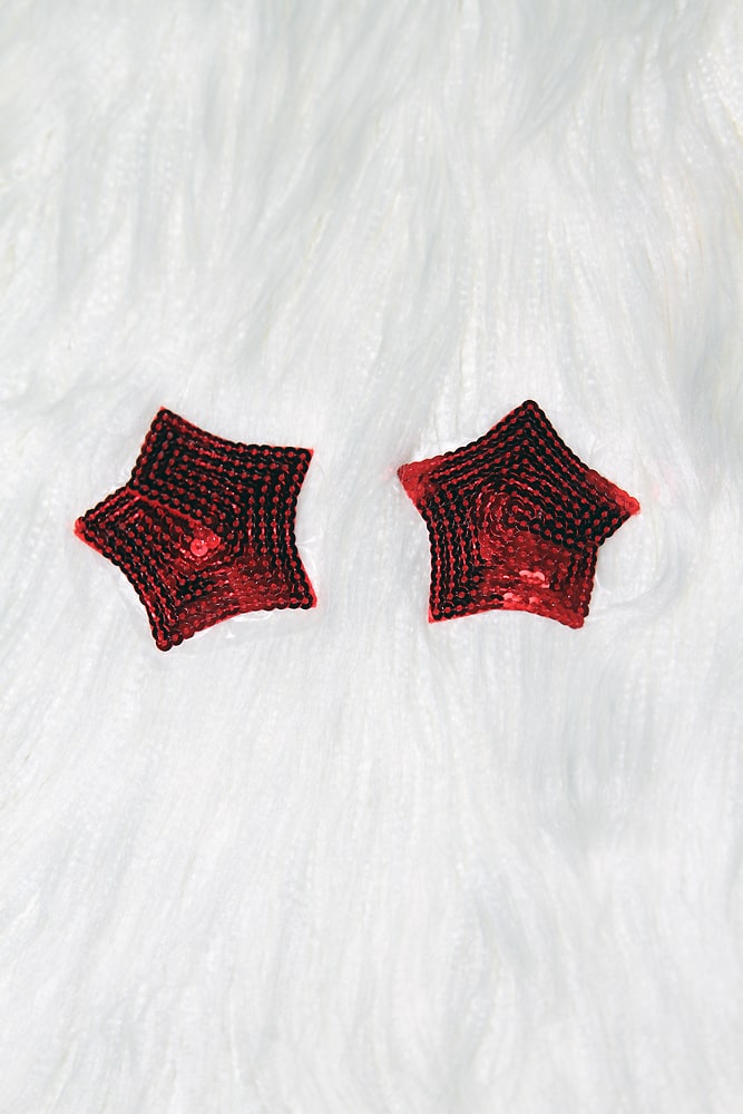Rarr Designs Star 3D Sequin Nipple Pasties Red