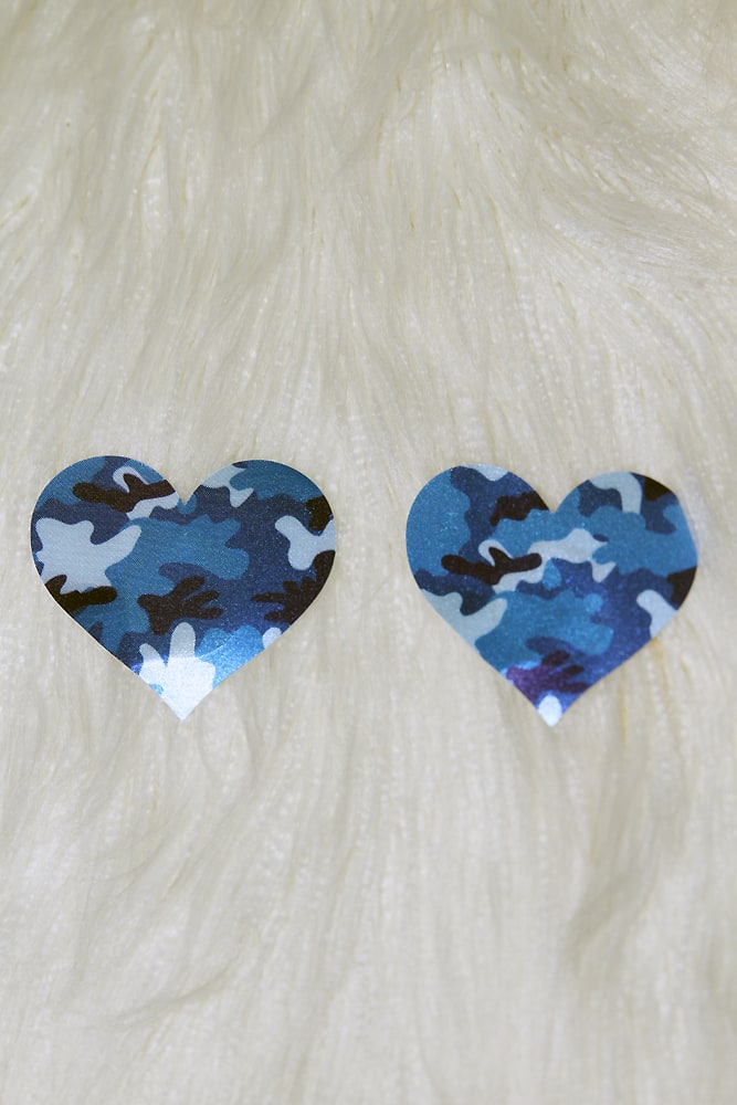 Rarr Designs Heart Nipple Pasties Blue Camo