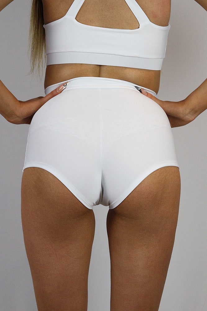 Rarr designs Matte White High waisted Cheeky Bum Shorts
