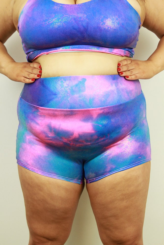 Rarr designs Candy Sparkle High Waisted Cheeky Shorts - Plus Size