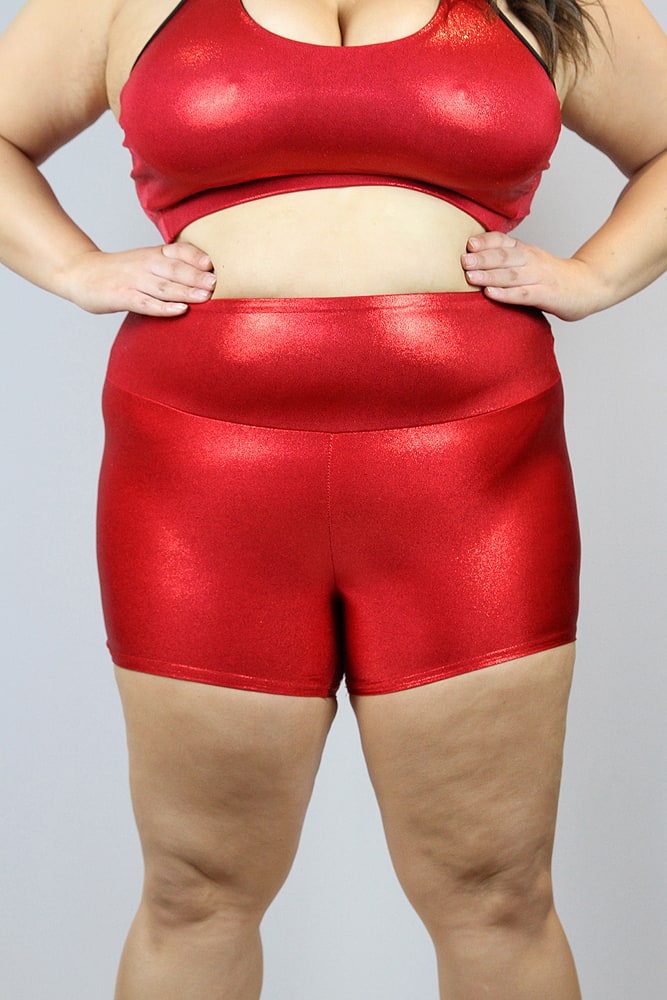 Red Sparkle Gym Short - Plus Size