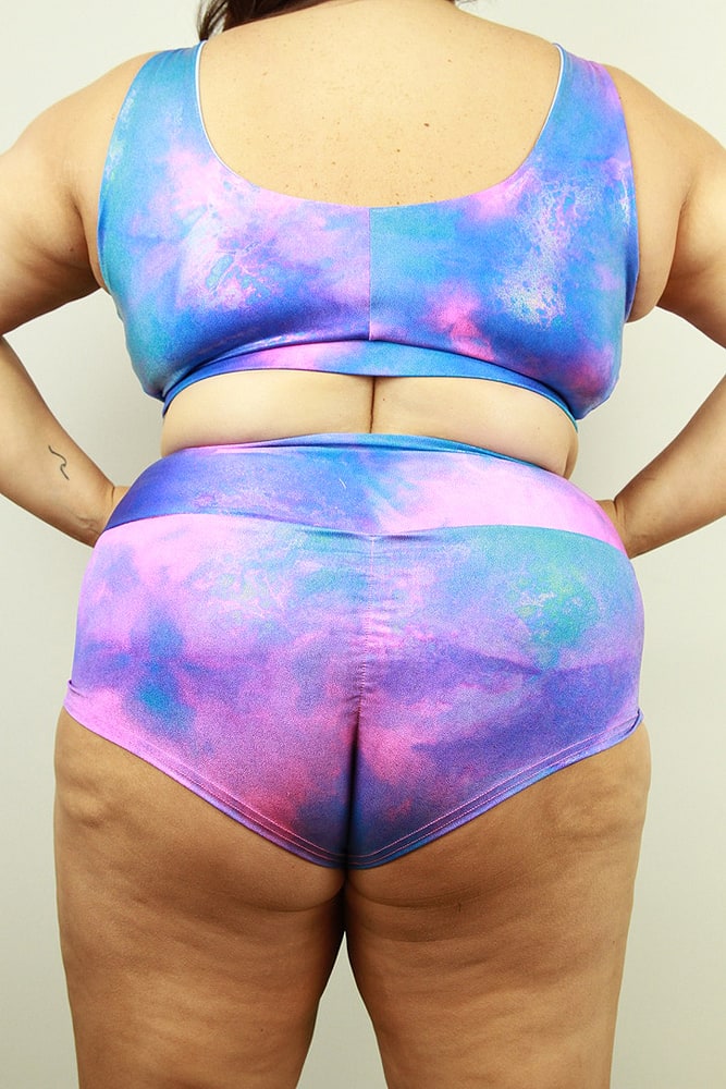 Rarr designs Candy Sparkle High Waisted BRAZIL Scrunchie Bum Shorts - Plus Size