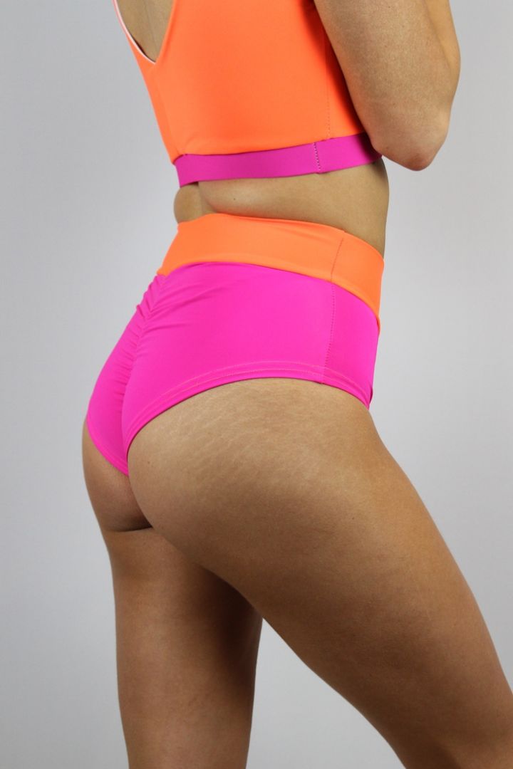 Rarr designs Summer Block High Waisted BRAZIL Scrunchie Bum Shorts