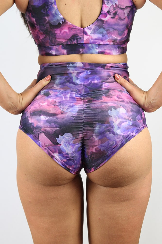 Rarr designs Purple Haze SUPER High Waisted BRAZIL Scrunchie Bum Shorts