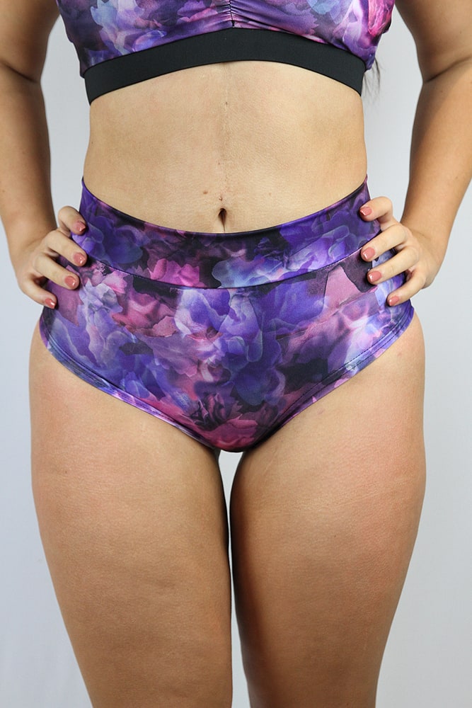 Rarr designs Purple Haze High Waisted BRAZIL Scrunchie Bum Shorts
