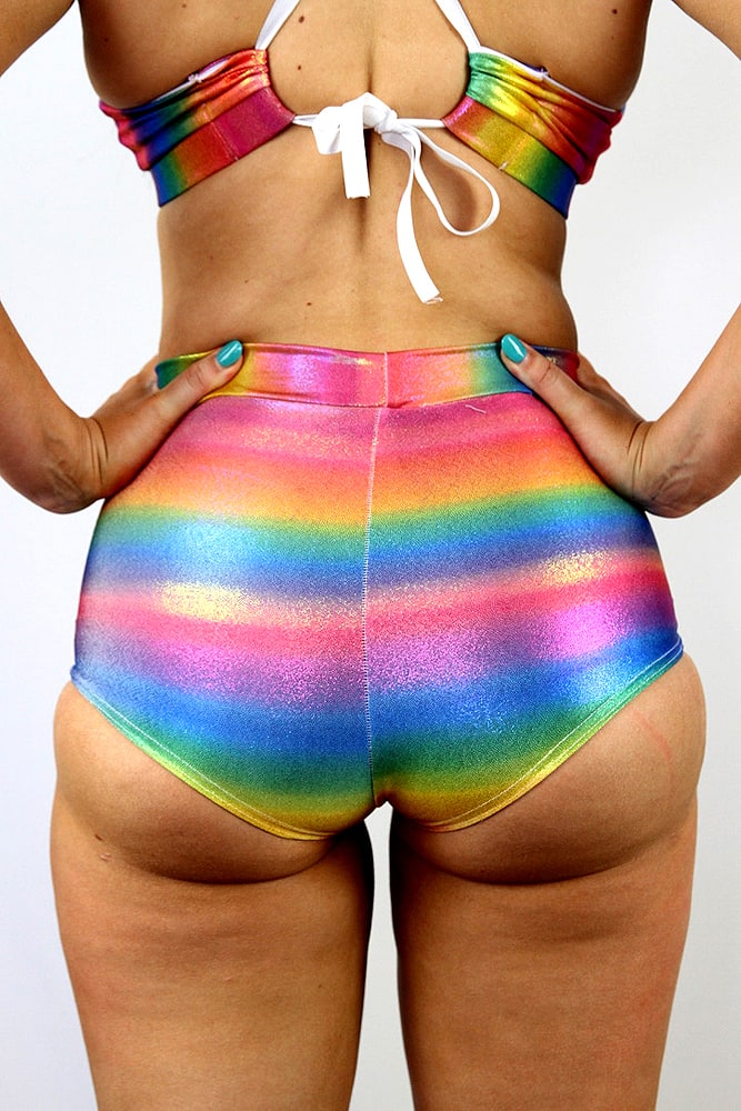 Rarr designs Pride Sparkle High Waist Cheeky Shorts