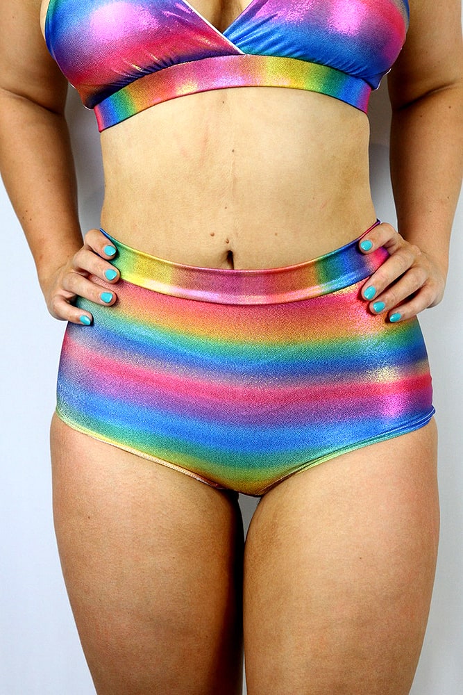Rarr designs Pride Sparkle High Waist Cheeky Shorts