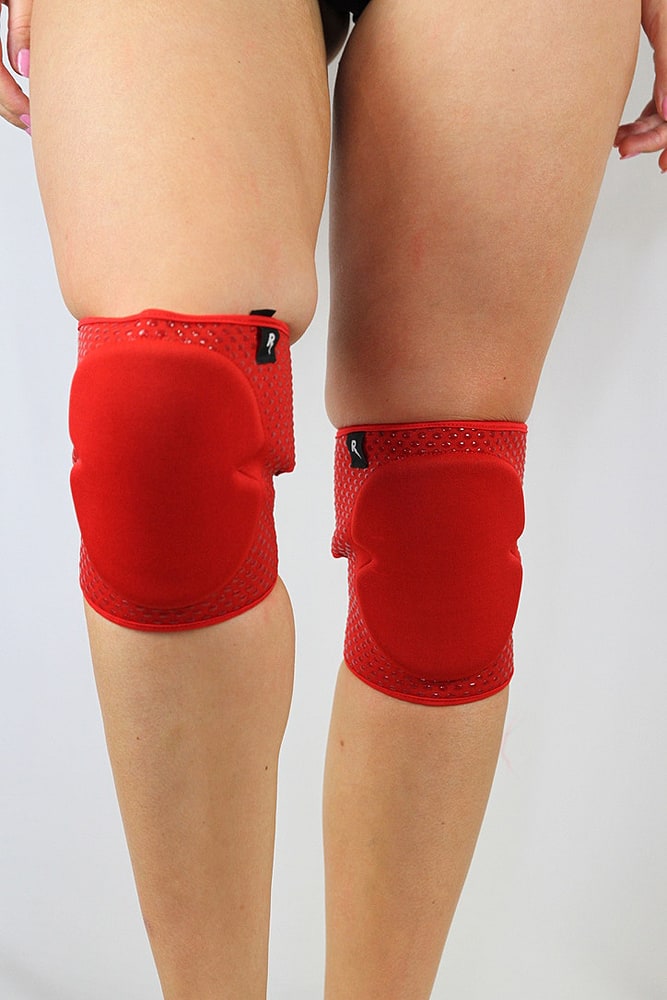 Rarr Designs Velcro Neoprene Gel Dot Grip Knee Pads Red