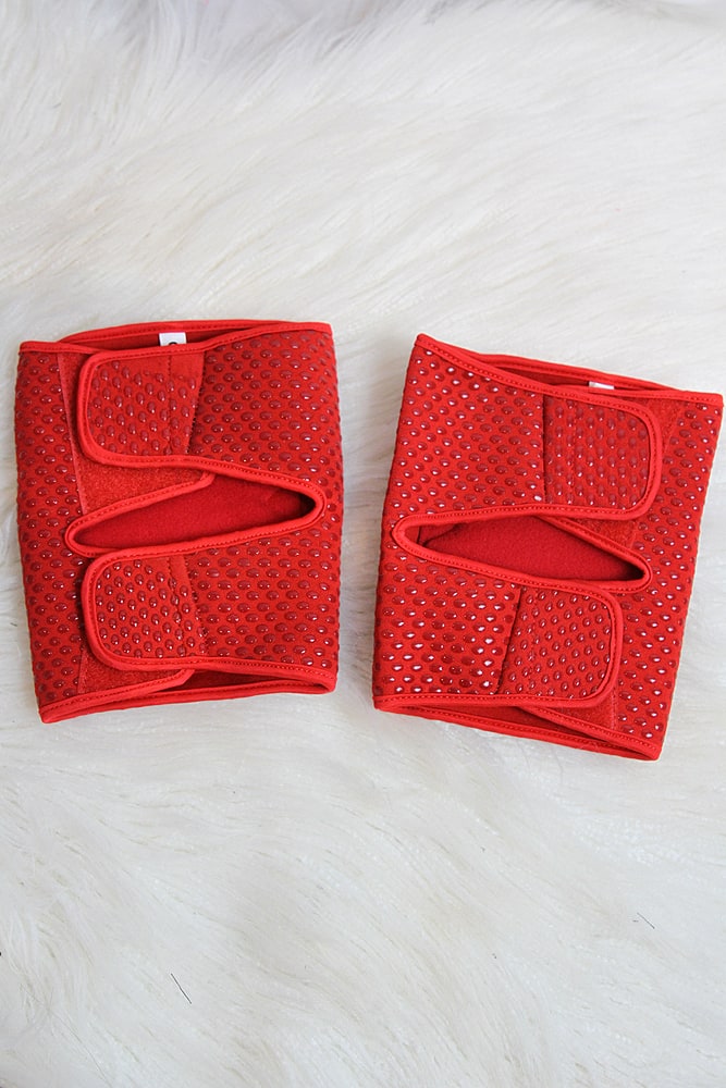 Rarr Designs Velcro Neoprene Gel Dot Grip Pole Knee Pads Red