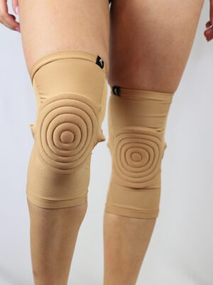 Rarr Designs Long Spandex Vinyl/Mesh Grip Pole Knee Pads Nude
