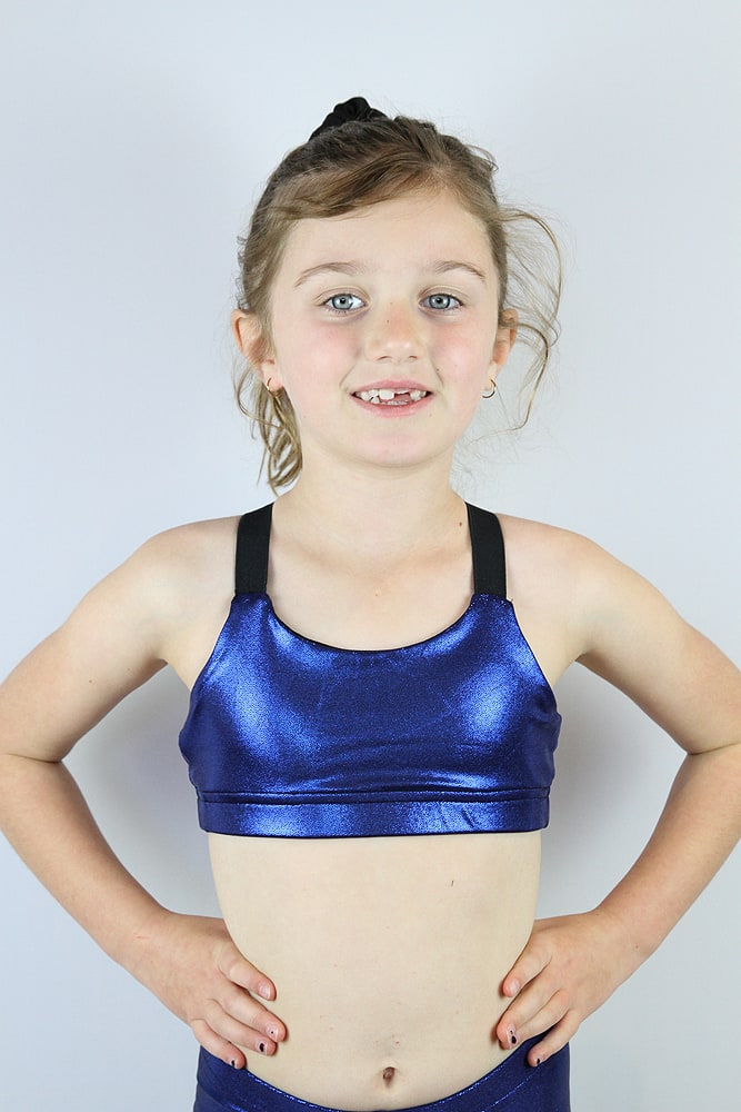 Rarr designs Navy Sparkle V Sports Bra Youth Girls