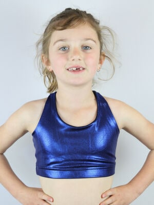 Little Rarr Navy Sparkle Crop Top Sports Bra Youth Girls