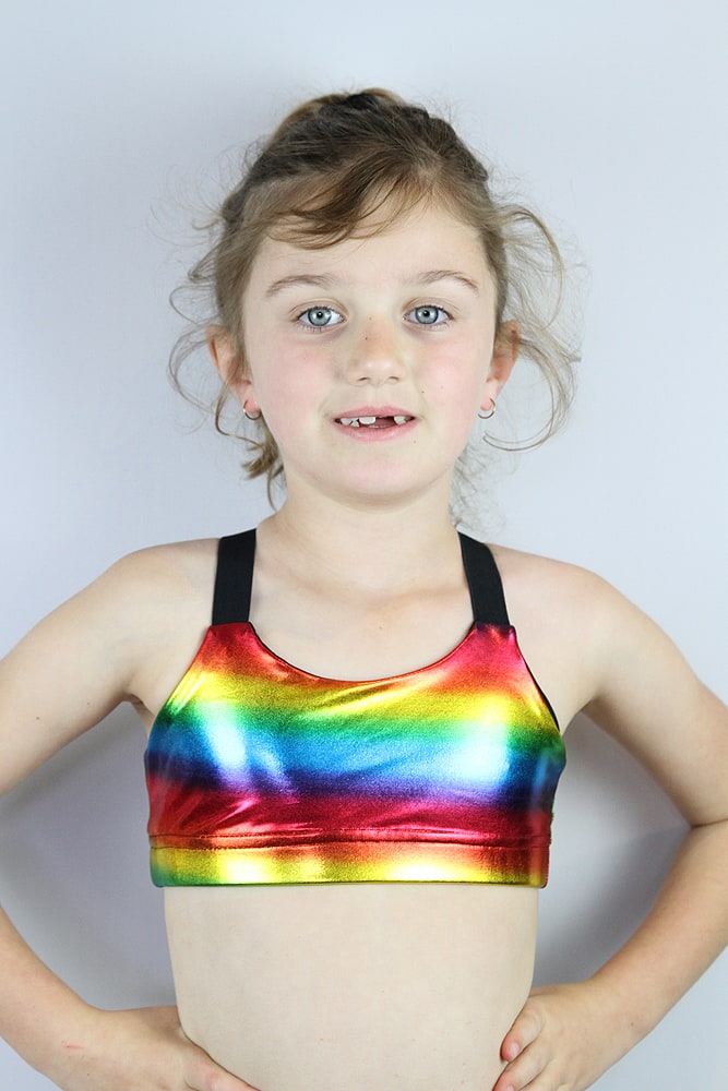 Rainbow Sparkle V Sports Bra Youth Girls