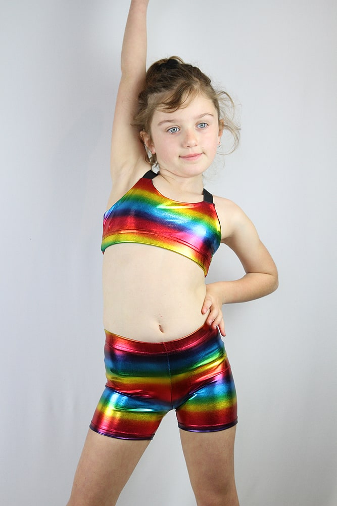 Rainbow Sparkle V Sports Bra Youth Girls