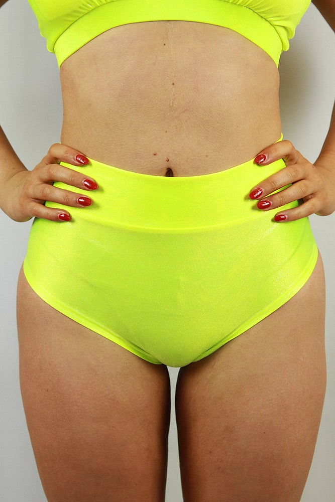 Rarr designs Tokyo Sparkle High Waisted BRAZIL Scrunchie Bum Shorts - Neon City