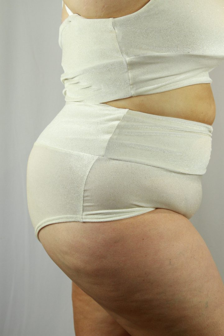 Rarr designs Velveteratti Ivory High Waisted BRAZIL Scrunchie Bum Shorts - Plus Size