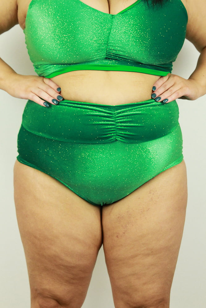 Rarr designs Velveteratti Forest High Waisted BRAZIL Scrunchie Bum Shorts - Plus Size