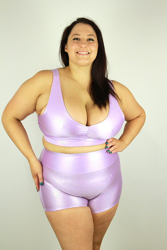 Rarr designs Lilac Sparkle High Waisted Cheeky Shorts - Plus Size