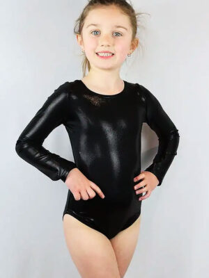 Girls Long Sleeve Black Sparkle One Piece Leotard For Gymnastics, Ballet and Dance Classes from the Little Rarrscals Range by Rarr Designs