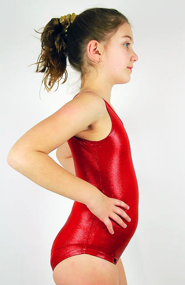 Red - Girls Sleeveless Red Sparkle One Piece Leotard For Gymnastics, Ballet and Dance Classes from the Little Rarrscals Range by Rarr Designs
