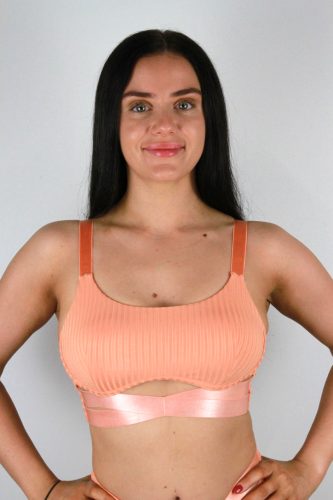 Crystal Strappy Bra Peach front