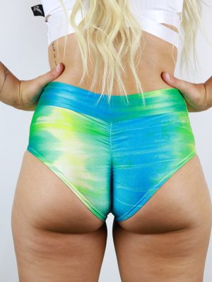 TIE DYE High Waisted BRAZIL Scrunchie Bum Shorts | Pole Wear BACK