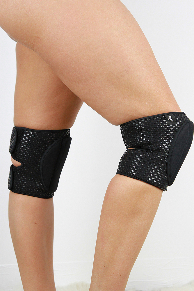 VELCRO Grip Knee Pads Gel Dot BLACK For Pole, Dance & Floorwork side